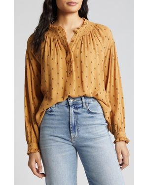 Wit & Wisdom Smocked Print Top - Blue