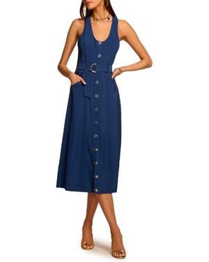 Ramy Brook Nomi Belted Sleeveless Midi Dress - Blue