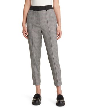 AllSaints Bea Check Wool Blend Crop Pants - Gray