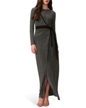 Diane von Furstenberg Simona Long Sleeve Faux Wrap Maxi Dress - Black