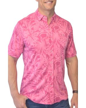 Nicoby Polynosic Short Sleeve Button-Up Shirt - Pink