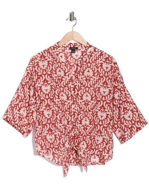 Halogen® Tie Front Top - Red