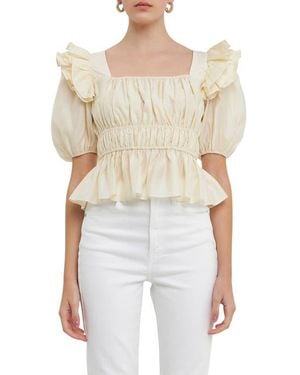 Endless Rose Ruffle Puff Sleeve Top - White