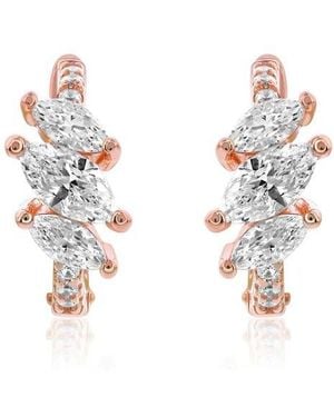 Suzy Levian Marquis Cubic Zirconia Huggie Hoop Earrings - White