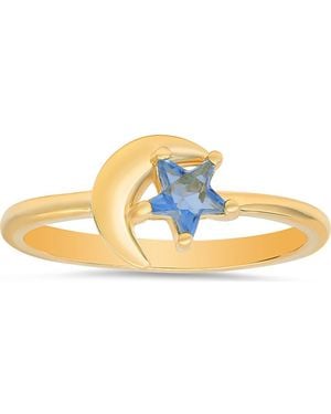 Queen Jewels Cubic Zirconia Celestial Star & Moon Ring - Metallic