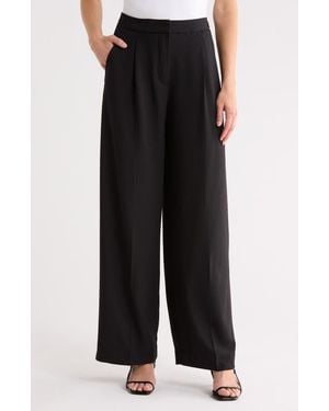 Max Studio Woven Pleat Front Pants - Black