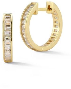 Chloe and Madison Cubic Zirconia Huggie Hoop Earrings - Metallic
