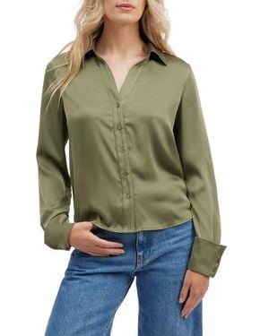 NVLT Satin Button-Up Shirt - Green