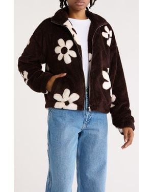 Thread & Supply Printed Faux Shearling Jacket - Black