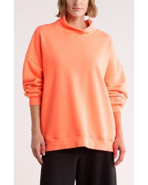 Free People A Cut Above Mock Neck Sweatshirt - Orange