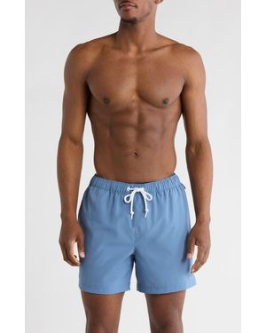 Original Penguin Solid 5-Inch Swim Trunks - Blue