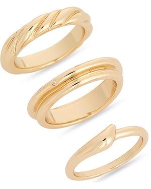 Nordstrom Rack Set Of 3 Twisted Assorted Band Rings - Metallic