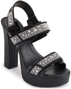 KARL LAGERFELD Alessia Faux Pearl Platform Sandal - Black