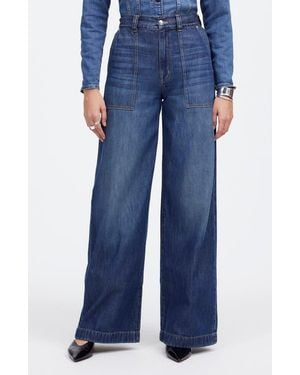 Madewell Airy Superwide Leg Utility Jeans - Blue