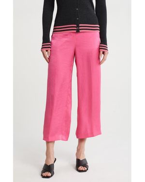 Theory Crushed Satin Wide Leg Crop Pants - Pink