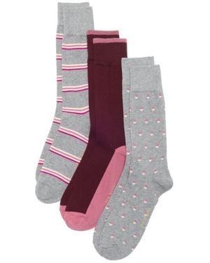 Ted Baker Pack Of 3 Crew Socks - Purple