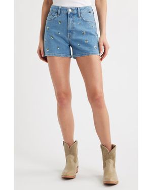 Mavi Heidi Embroidered Denim Shorts - Blue