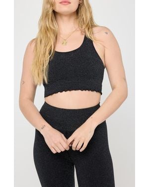 Spiritual Gangster Amor Shimmer Crop Tank - Black