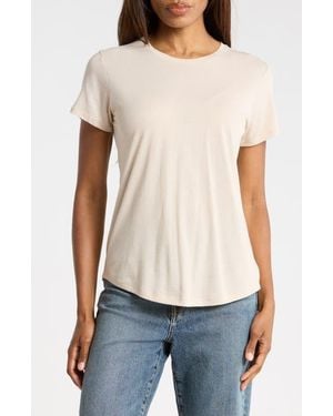 Vince Crewneck Shirt Tail T-Shirt - Natural
