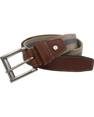 Boconi Elastic Braid Leather Tab Belt - Brown