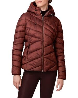Bernardo High-Pile Fleece Lined Hooded Puffer Jacket - Red
