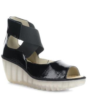 Fly London Yefi Platform Wedge Sandal - Black