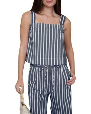 Blu Pepper Stripe Square Neck Tank - Blue
