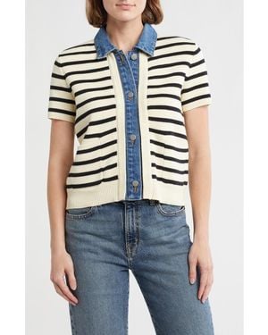 INDUSTRY REPUBLIC CLOTHING Mixed Media Sweater - Blue