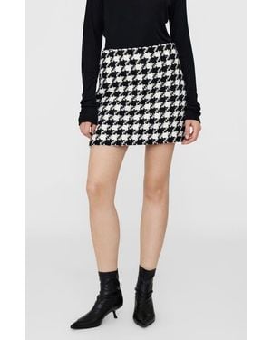 Anine Bing Ada Houndstooth Miniskirt - Black