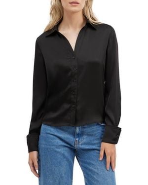 NVLT Satin Button-Up Shirt - Black