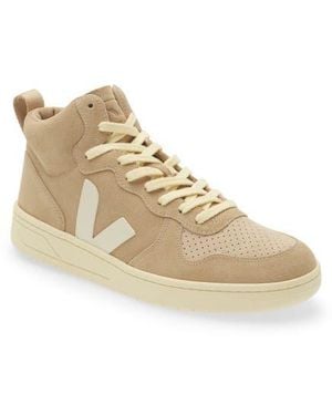 Veja V-15 Suede High Top Sneaker - Natural