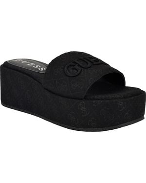 Guess Bintai Platform Wedge Slide Sandal - Black