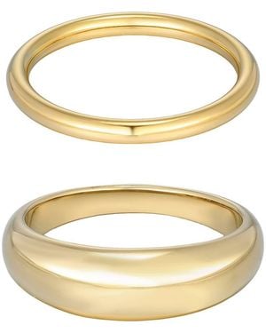 Adornia Set Of 3 Stackable Band Rings - Metallic