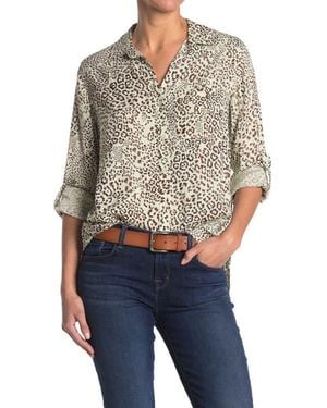 Velvet Heart Elisa Button Front Animal Print Blouse - Blue