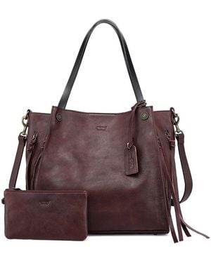 Old Trend Daisy Leather Tote Bag - Purple