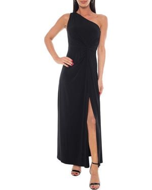 Marina One-Shoulder Front Twist A-Line Gown - Blue