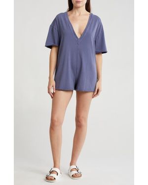 Free People Fp Movement Hot Shot T-Shirt Romper - Blue