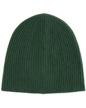 Amicale Cashmere Double Layer Rib Knit Beanie - Green