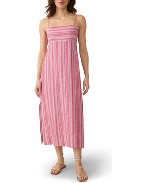 Faherty Sienna Stripe Linen Blend Sundress - Pink