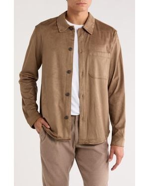 Tahari Faux Suede Overshirt - Brown
