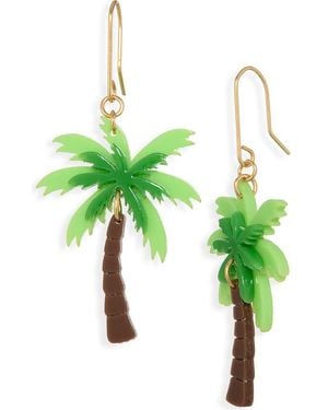 Leith Palm Tree Drop Earrings - Green