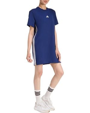 adidas Essential 3-Stripes T-Shirt Dress - Blue