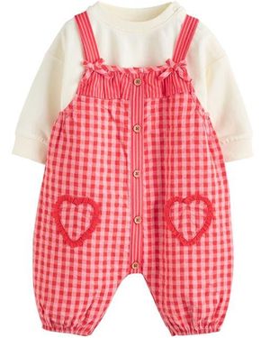 Next Seersucker Overall & Bodysuit Set - Red