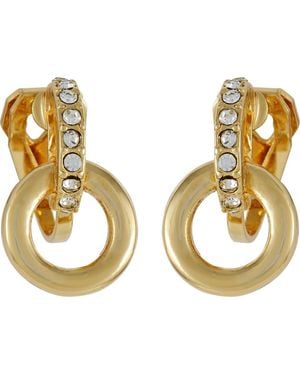 Tahari Crystal Loop Clip-On Drop Earrings - Metallic