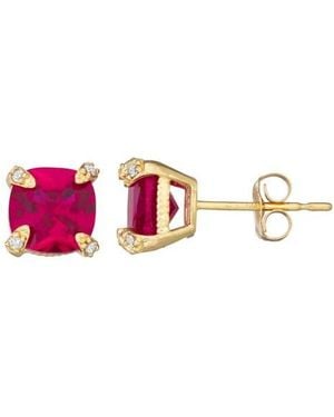 FZN 10K Solitaire Stud Earrings - Red