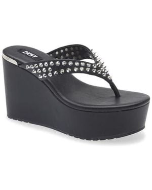DKNY Tina Studded Platform Flip Flop - Gray