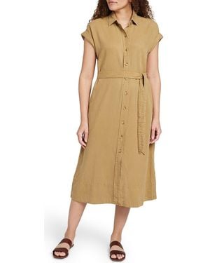 Faherty Relaxed Shirtdress with Spread Collar - Natural