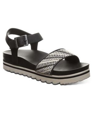 BEARPAW Orion Faux Leather Platform Sandal - Black