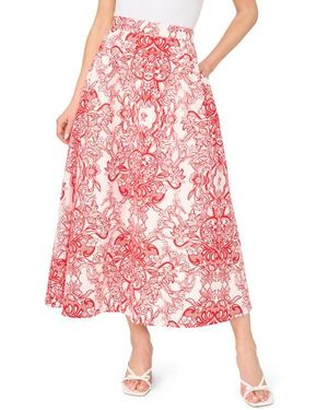 Ted Baker Floral Paisley Cotton Maxi Skirt - Red