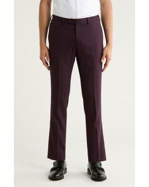 Original Penguin Wool Blend Slim Fit Flat Front Pants - Purple